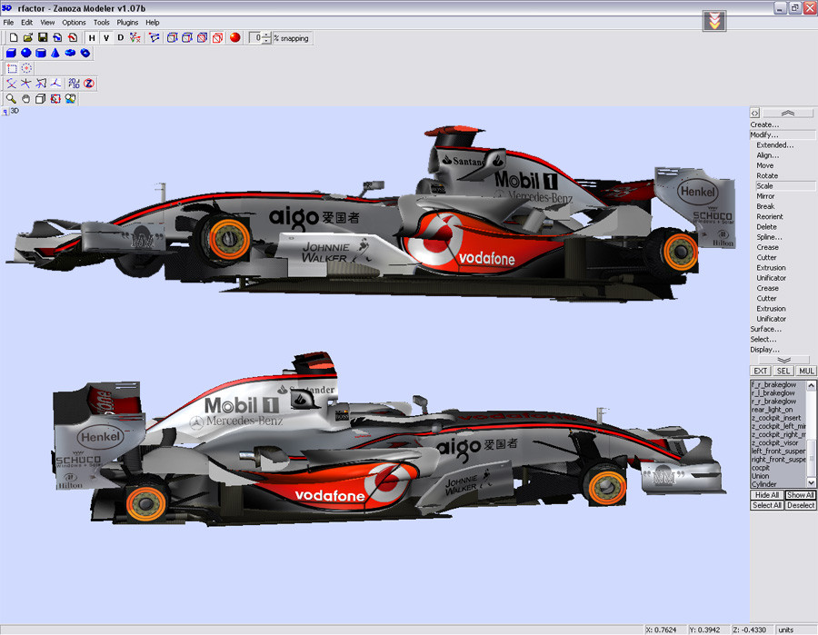 2007-07-27 01:21:41: модель McLaren Mercedes mp4/22 в 3d, на создание ушло почти 7 дней